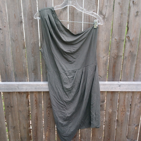 Pretty Garden One Shoulder Strap Tank Top Flowy Green Dress - Picture 2 of 16